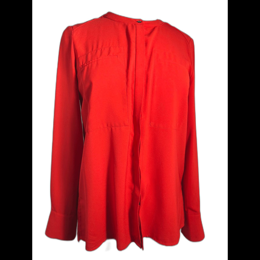 Cynthia Rowley Blouse Size M Bold Red Corporate Chic Workwear Aesthetic